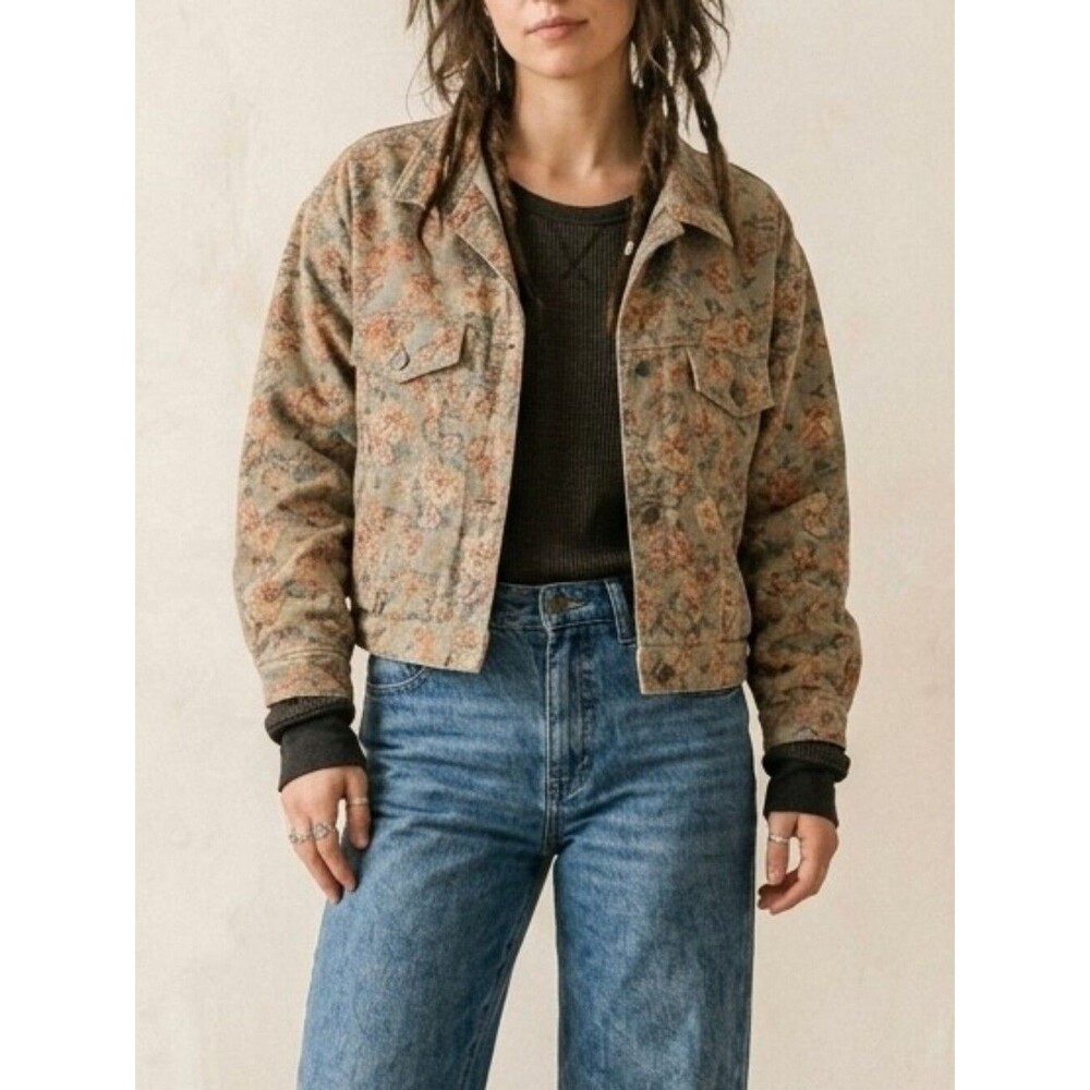 Vintage 90s Get! muted floral trucker cottage grunge jacket size large